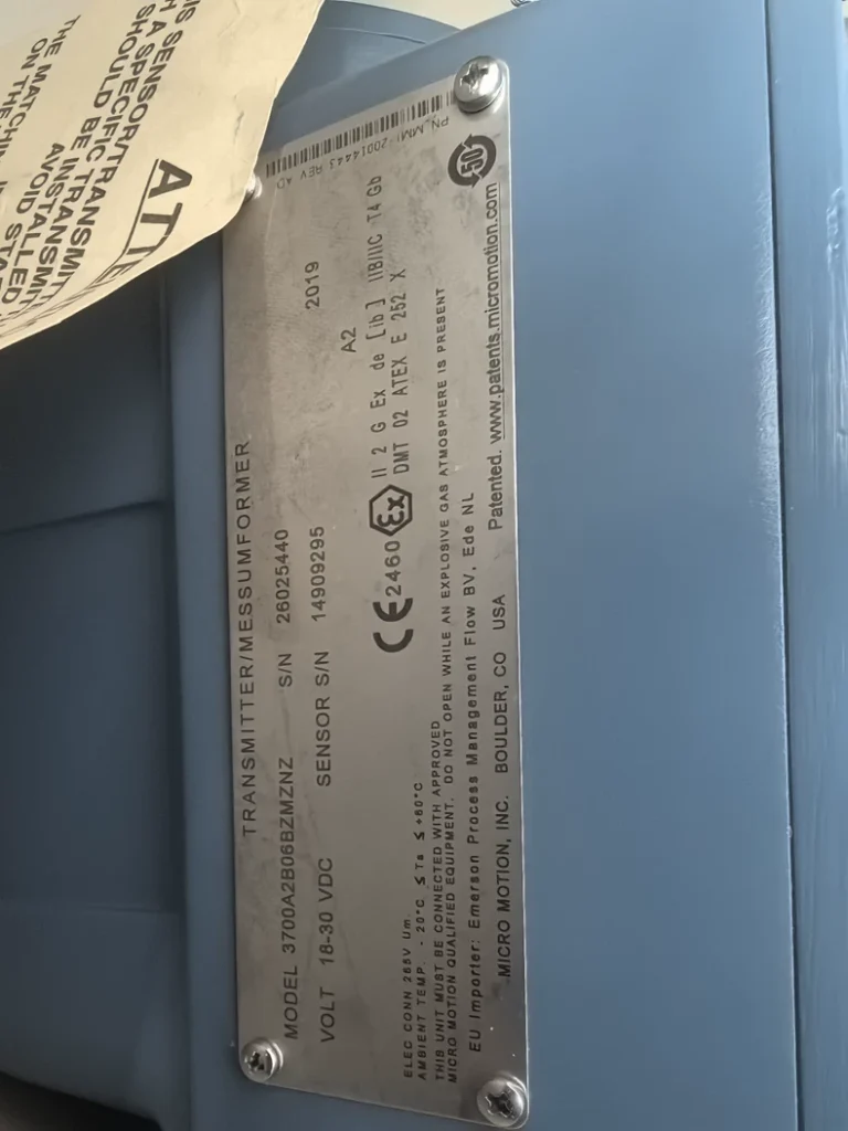 Micro Motion 3700A2B06BZMNZ Flow Meter thumbnail