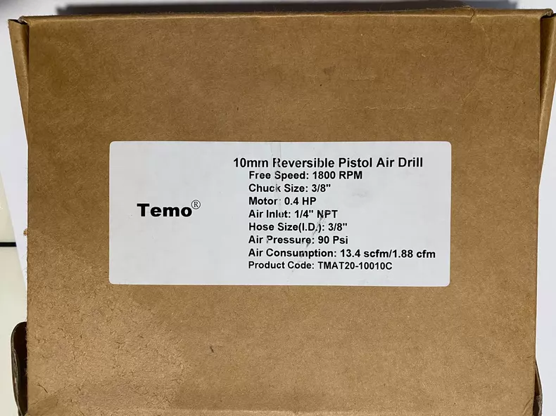 TEMO 10mm Reversible Pistol Air Drill TMAT20-10010C