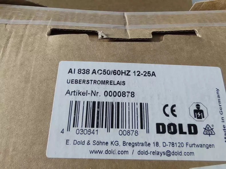 DOLD Overcurrent Relay AI838 AC50/60HZ 12-25A thumbnail