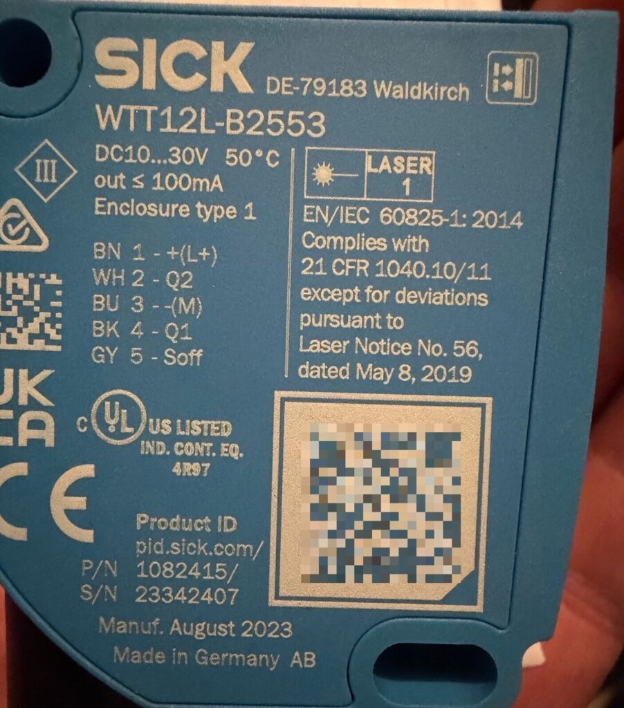SICK Photoelectric Sensor WTT12L-B2553