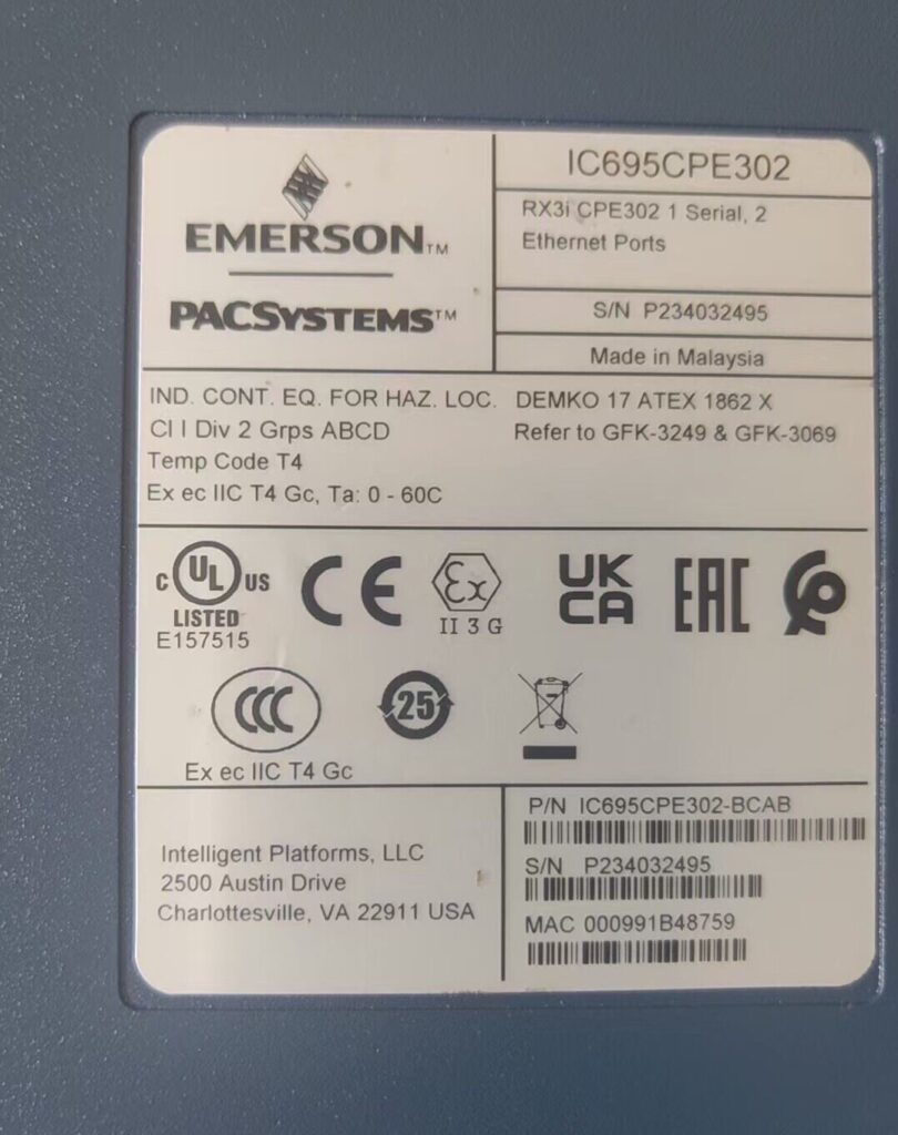 Emerson CPU Module IC695CPE302-KX