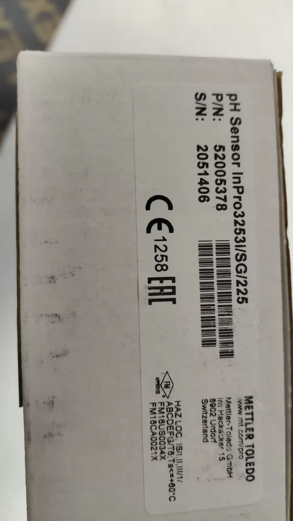 Mettler Toledo pH Sensor InPro3253i/SG/225