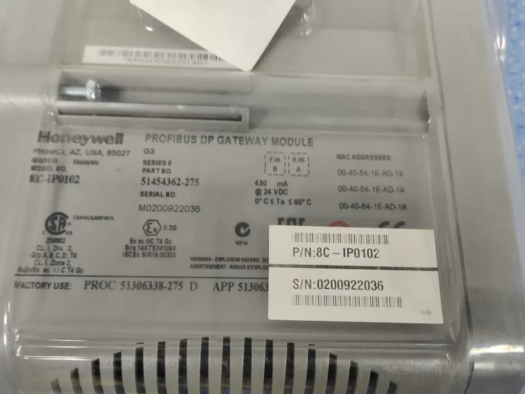 Honeywell PROFIBUS DP Gateway Module 8C-IP0102