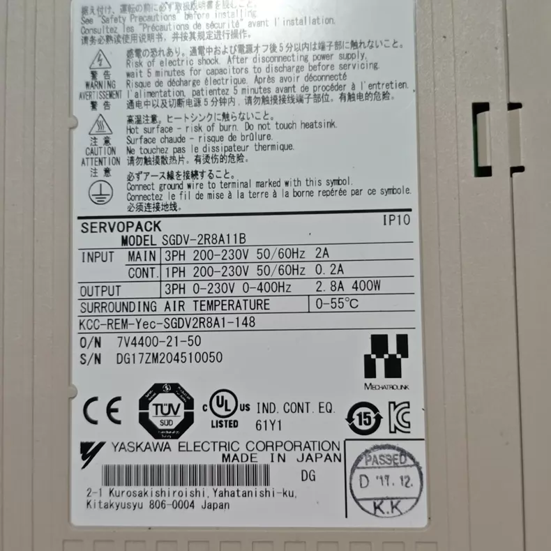 Yaskawa Servo Drive SGDV-2R8A11B thumbnail