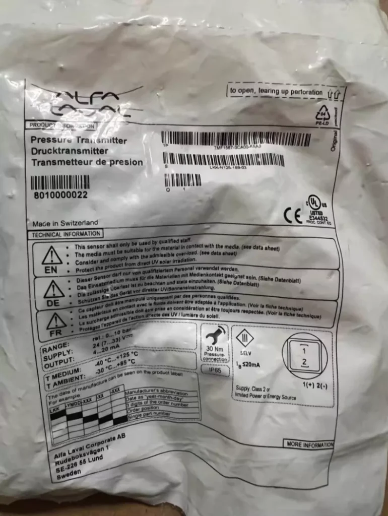 Alfa Laval Pressure Sensor 7MF1567-3C A00-6AA3