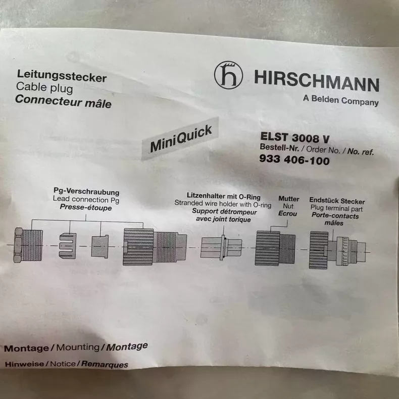 Hirschmann Connector ELST 3008 V