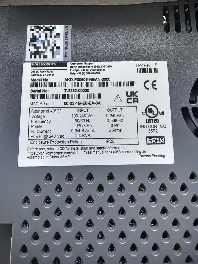 Kollmorgen Servo Drive AKD-P00606-NBAN-0000 thumbnail