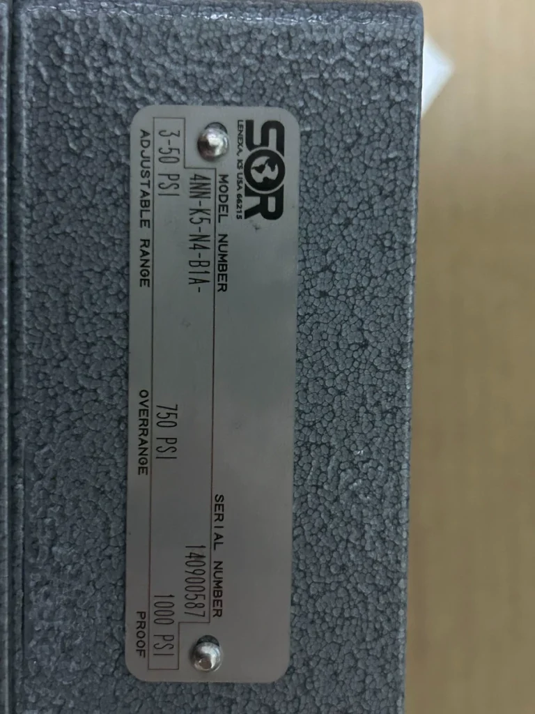 SOR Controls Pressure Switch 4NN-K5-N4-B1A thumbnail