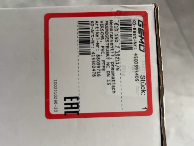 Gemu Pneumatic Diaphragm Valve 61015D715211N thumbnail