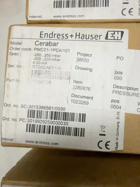 Endress+Hauser Pressure Transmitter PMP23-27F5/0 thumbnail