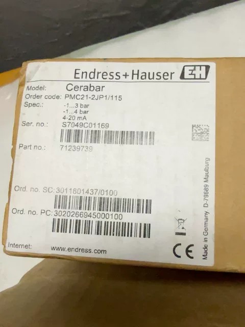Endress+Hauser Pressure Transmitter PMP23-27F5/0 thumbnail