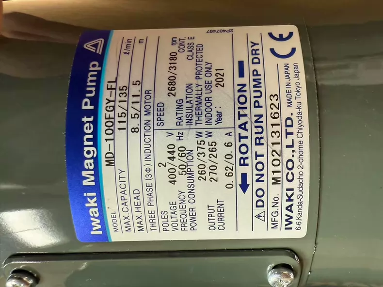 Iwaki MD-100FGY-FL magnetic-drive chemical pump thumbnail