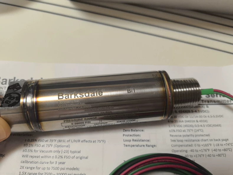 Barksdale H45SX-30-P15 0-30000psi 4-20mA Pressure Sensor thumbnail
