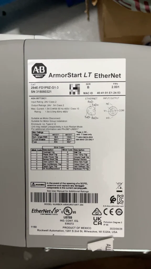 Allen Bradley 294E-FD1P5Z-G1-3 Motor Controller thumbnail