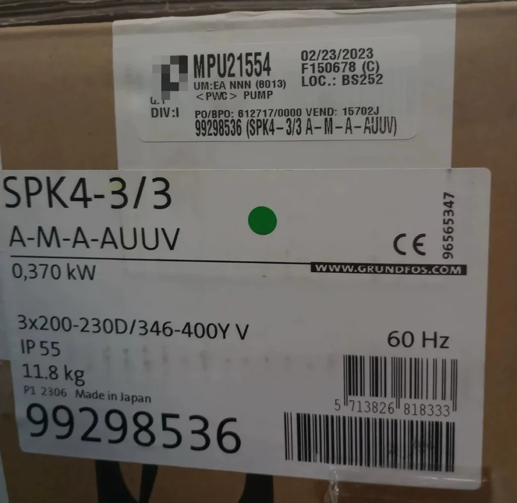 Grundfos SPK4-3/3 A-M-A-AUUV Pump thumbnail