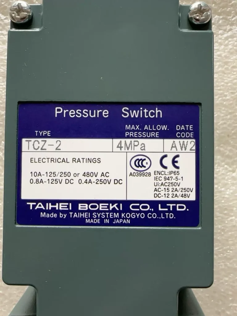 TAIHEI BOEKI TCZ-2 Pressure Switch thumbnail