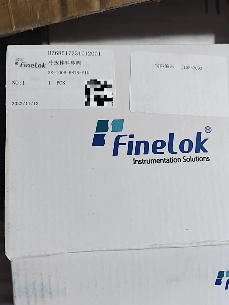 FineLok SS-100B-FNT8-P10 Ball Valve