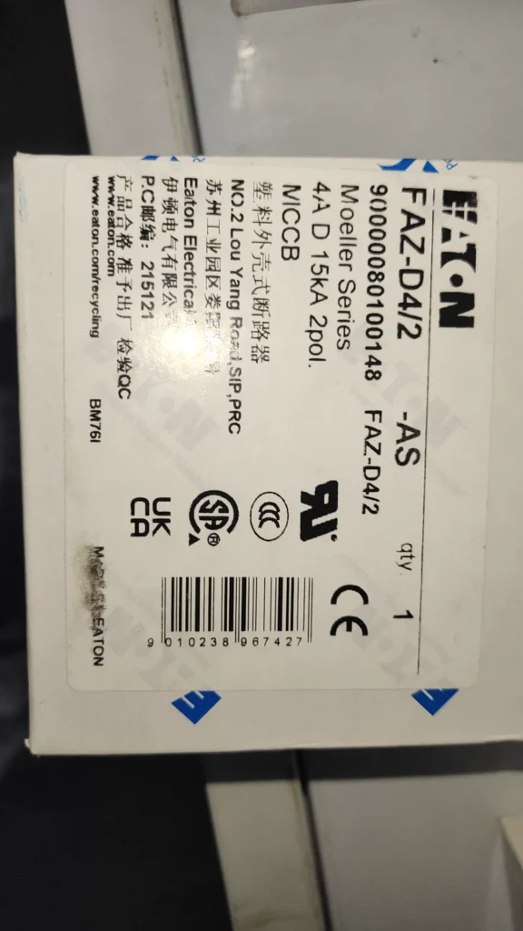 Eaton FAZ-D4/2-AS Circuit Breaker