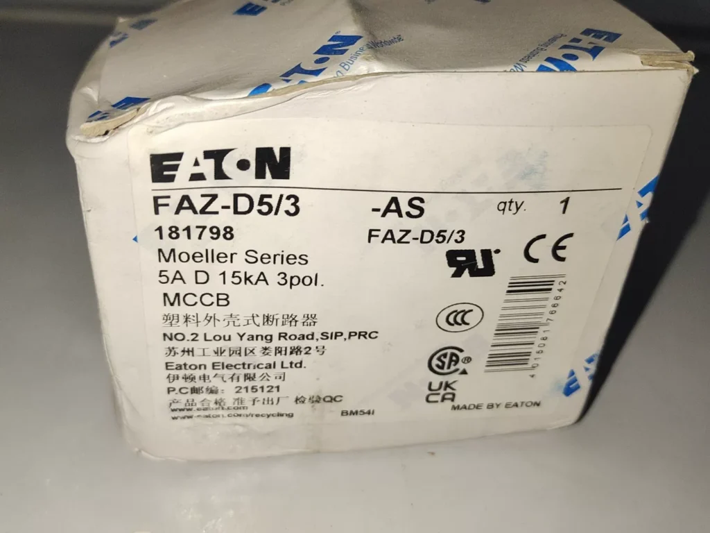 Eaton FAZ-D5/3-AS Circuit Breaker