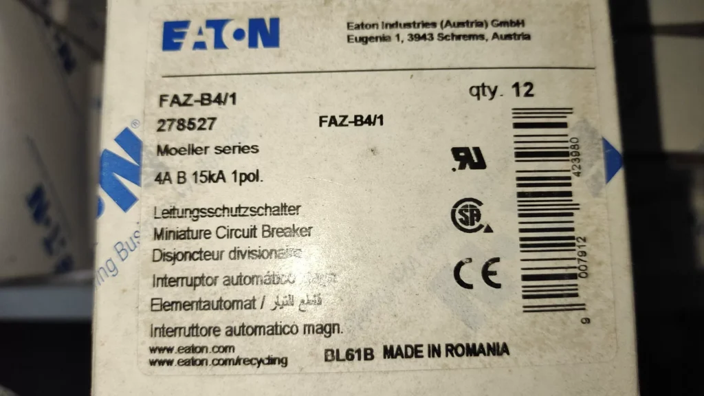 Eaton FAZ-B4/1 Circuit Breaker
