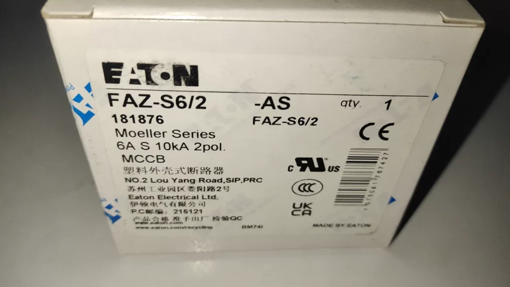 Eaton FAZ-S6/2-AS Circuit Breaker