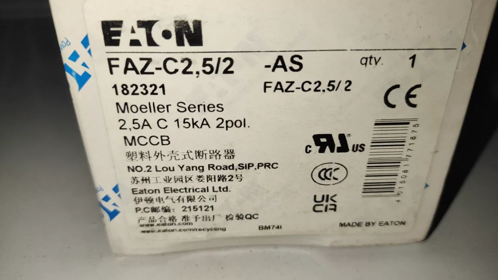 Eaton FAZ-C2,5/2-AS Circuit Breaker