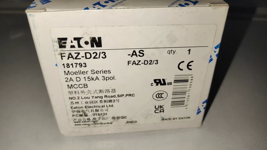 Eaton FAZ-D2/3-AS Circuit Breaker