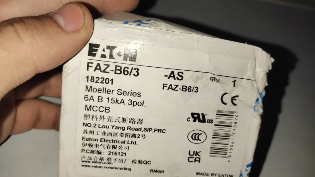 Eaton FAZ-B6/3-AS Circuit Breaker