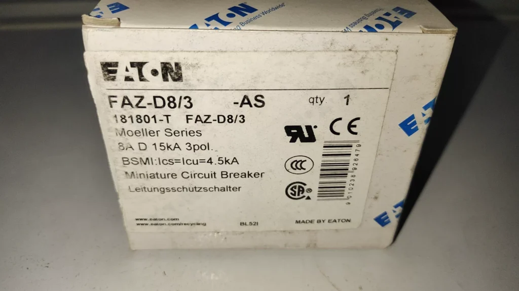 Eaton FAZ-D8/3-AS Circuit Breaker