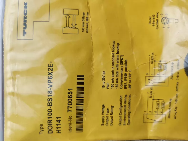 TURCK Proximity Sensor DOIR100-BS18-VP6X2E-H1141 thumbnail