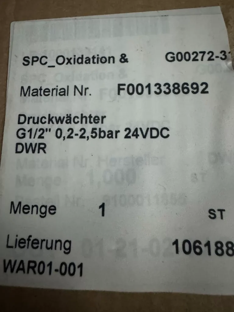 Honeywell DWR3-301 Pressure Switch