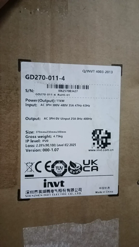 INVT GD270-011-4 Variable Frequency Drive