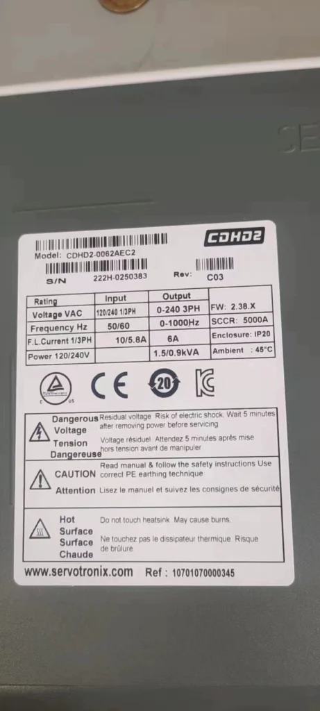 Servotronix CDHD2-0062AEC2 Servo Drive