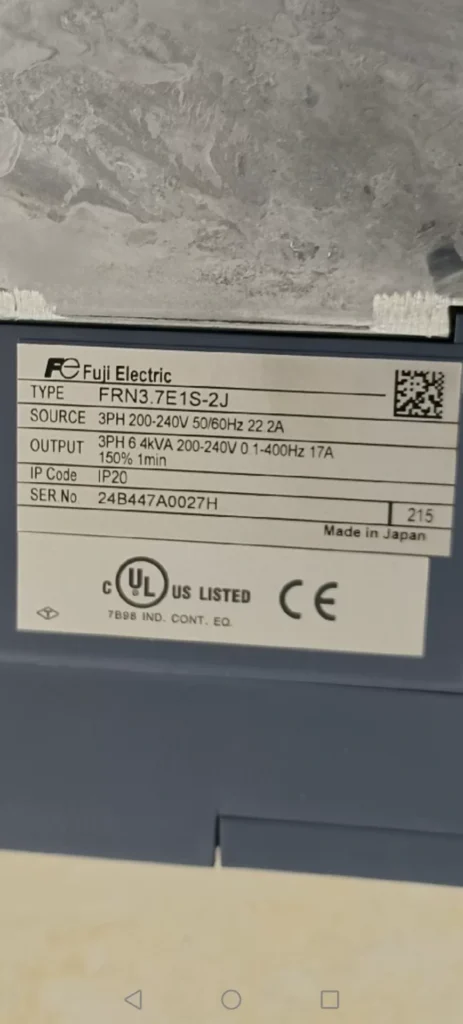 Fuji Electric FRN3.7E1S-2J Variable Frequency Drive
