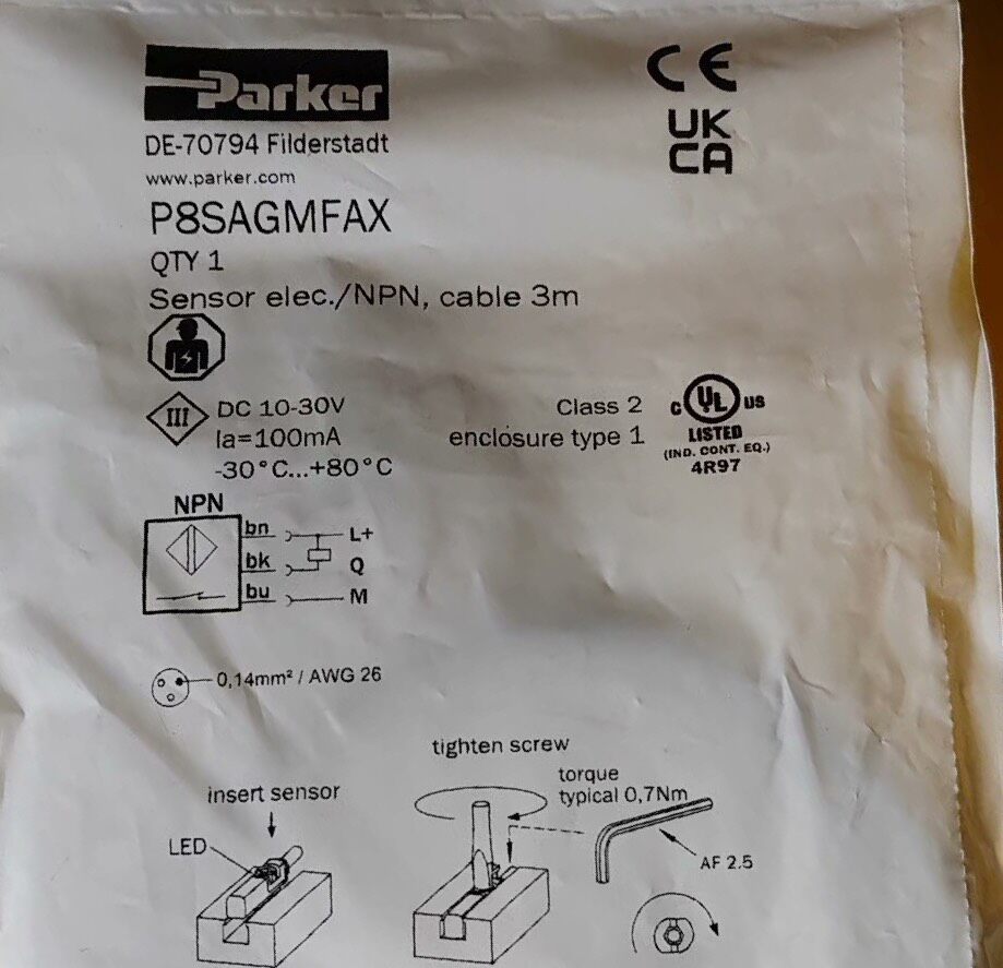 Parker P8SAGMFAX Sensor