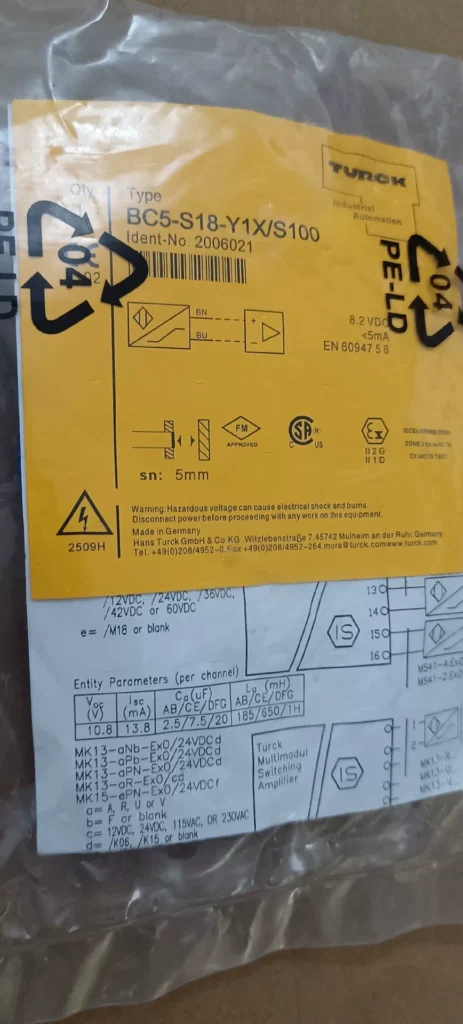 Turck BC5-S18-Y1X/S100 Proximity Sensor thumbnail
