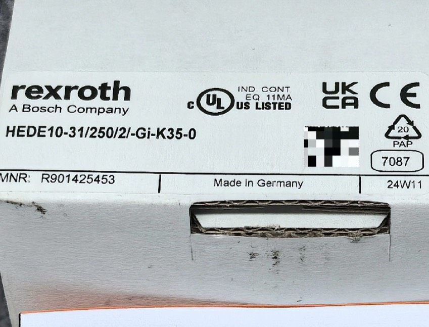 Bosch Rexroth R901425453 HEDE10-31/250/2/-GI-K35-0 Pressure Sensor thumbnail