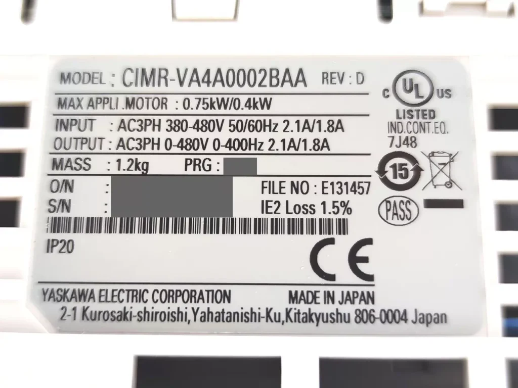 Yaskawa CIMR-VA4A0002BAA Frequency Converter thumbnail