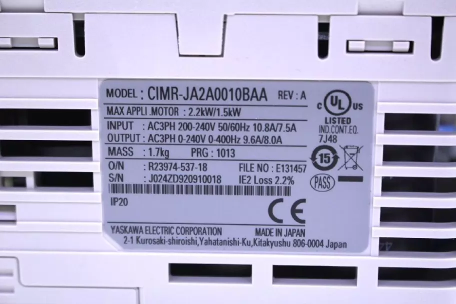 Yaskawa CIMR-JA2A0010BAA Frequency Converter thumbnail