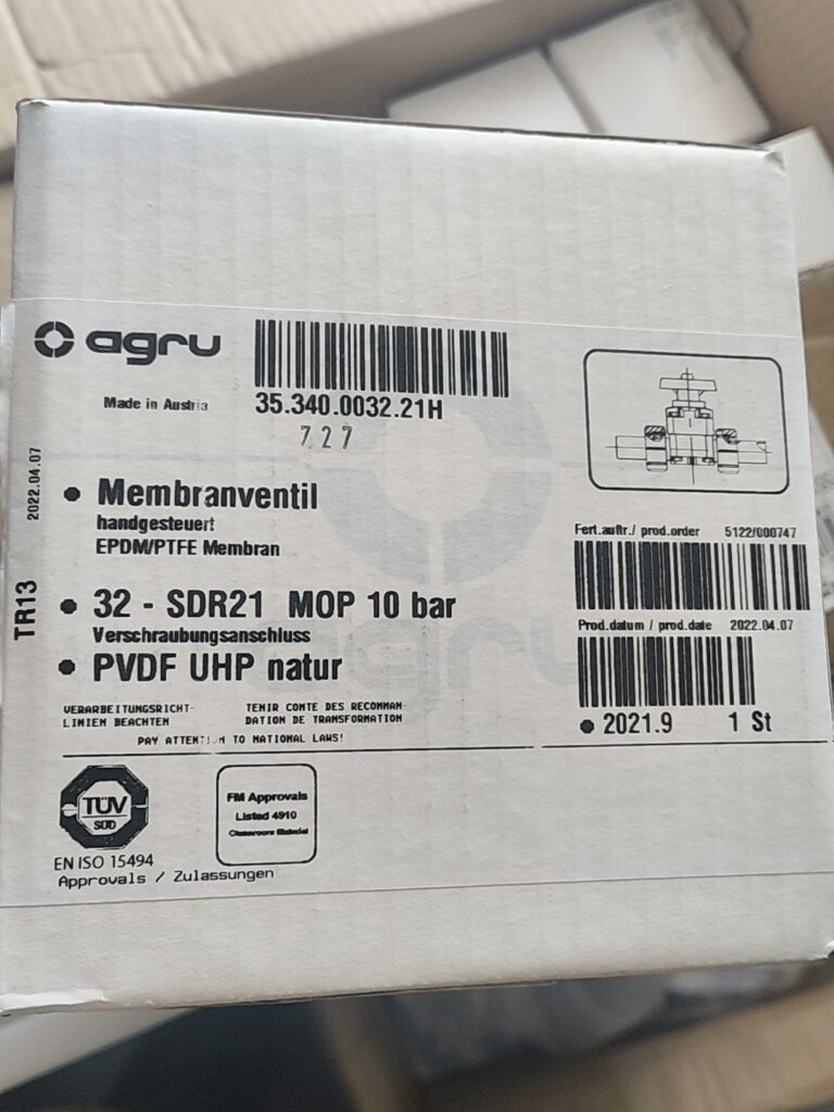 AGRU 35.340.0032.21H Diaphragm Valve