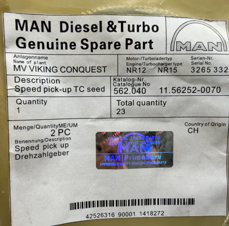 MAN 11.56252-0070 Speed Sensor thumbnail