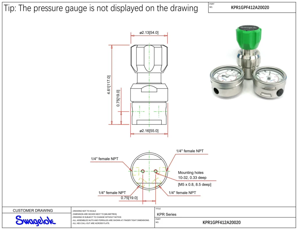 Swagelok KPR1GPF412A20020 Regulator
