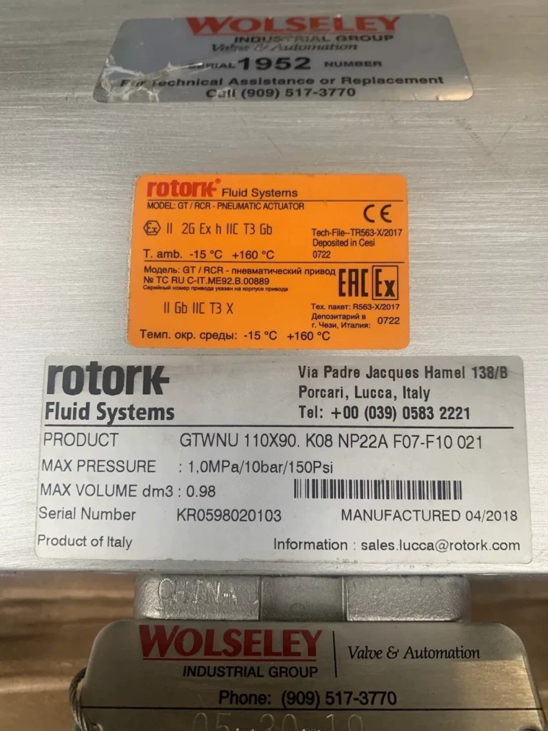 ROTORK GTWNU110X90.K08NP22AF07 Actuator