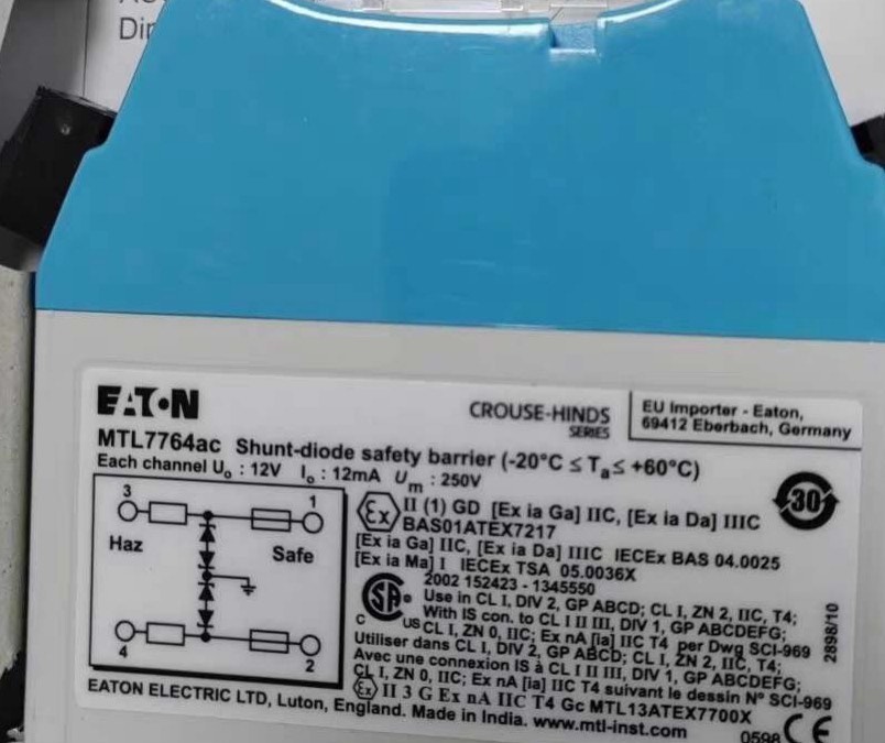 Eaton MTL7764ac Shunt-diode safety barrier