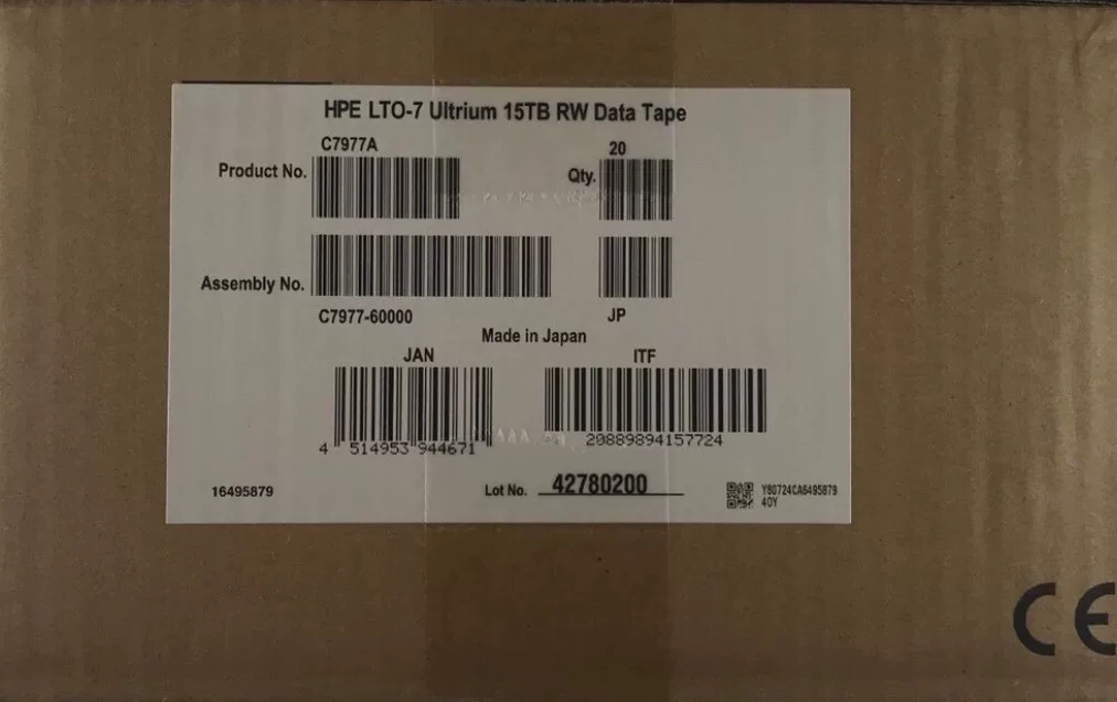 Hewlett Packard Enterprise C7977A LTO tape cartridge thumbnail