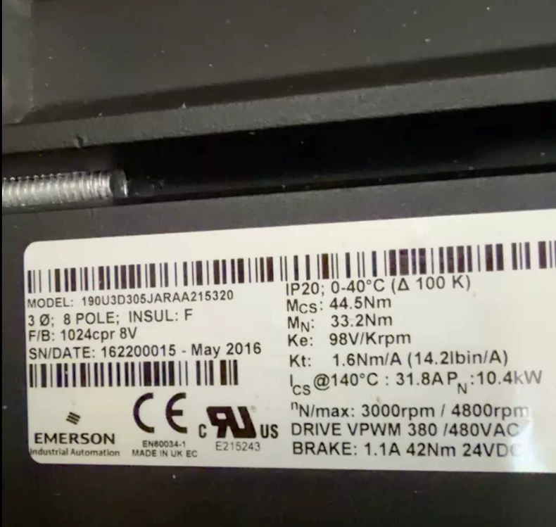 EMERSON 190U3D305JARAA215320 Servo Motor thumbnail