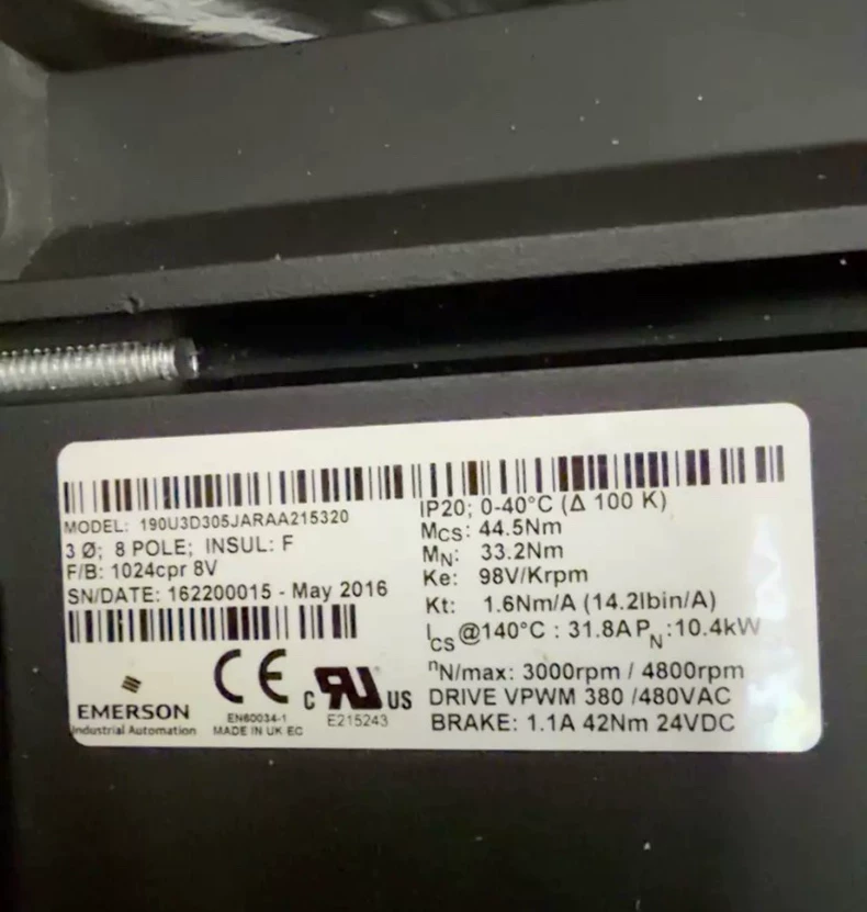 EMERSON 190U3D305JARAA215320 Servo Motor thumbnail