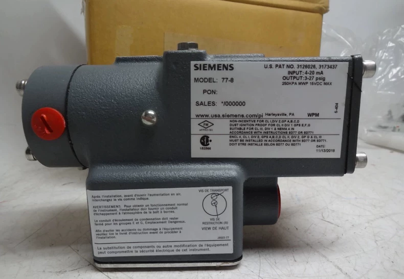 SIEMENS 77-8 electric-to-pneumatic transducer thumbnail