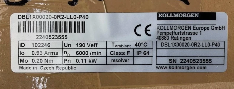 Kollmorgen DBL1X00020-0R2-LL0-P40 AC synchronous servo motor