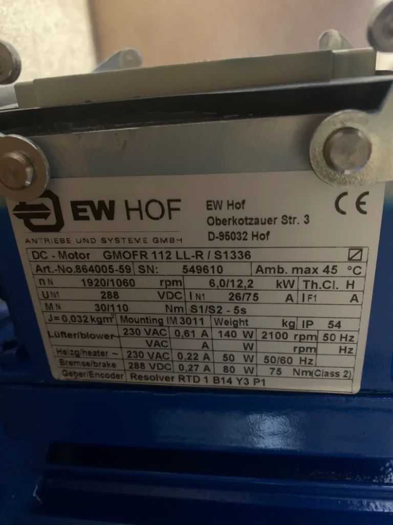 EWHOF GMOFR 112 L-R/S1311 864003-50 DC Motor thumbnail